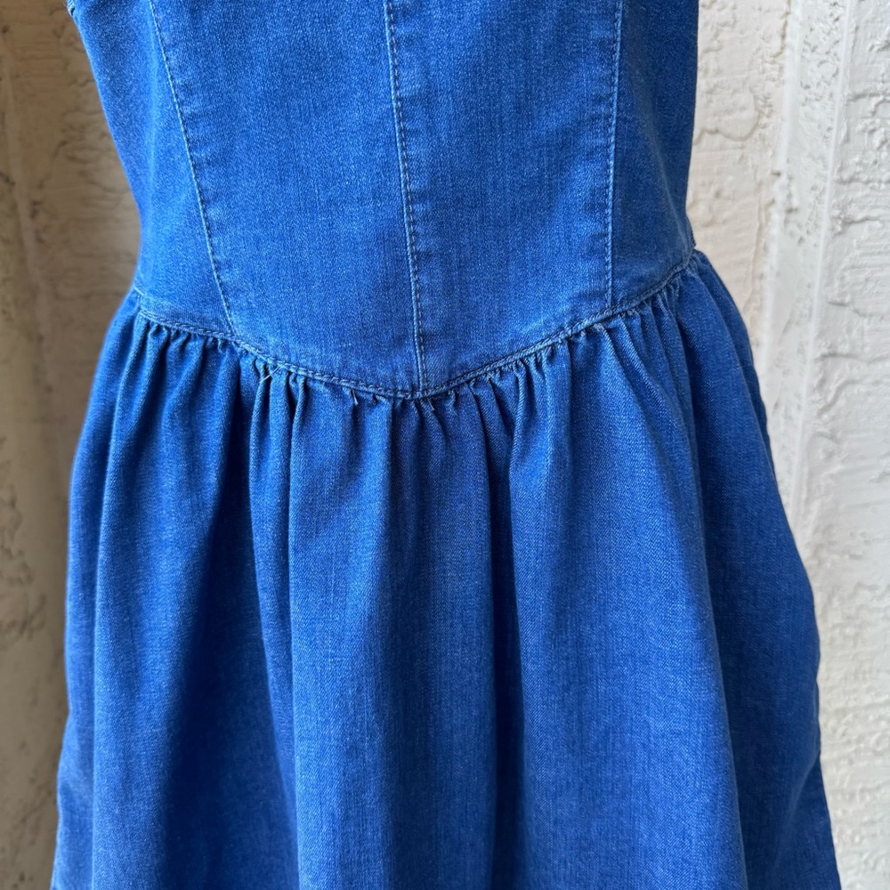 Gianni Bini Violet Denim A-line Mini Dress Sz 10 Scoop Neck Sleeveless Stretch - Picture 8 of 12